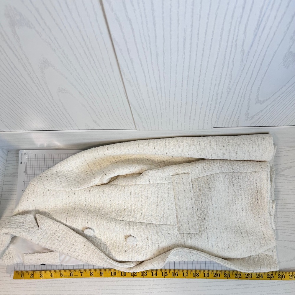 DREW Blazer White Textured Double Breasted Size L Made in USA Coquette Glam - Picture 5 of 8